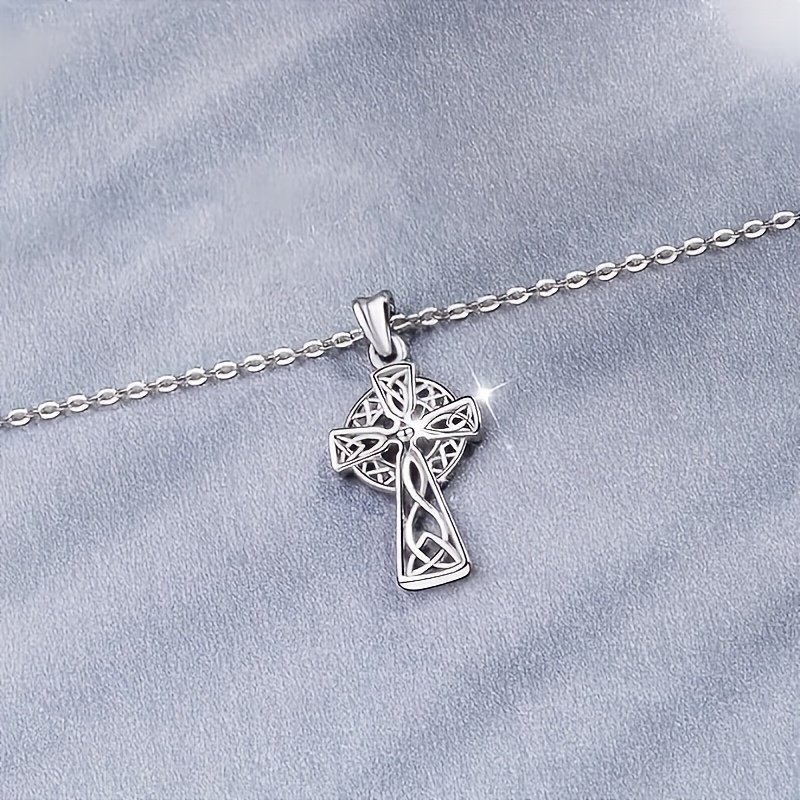 S925 Silver Celtic Knot Cross Design Pendant Necklace
